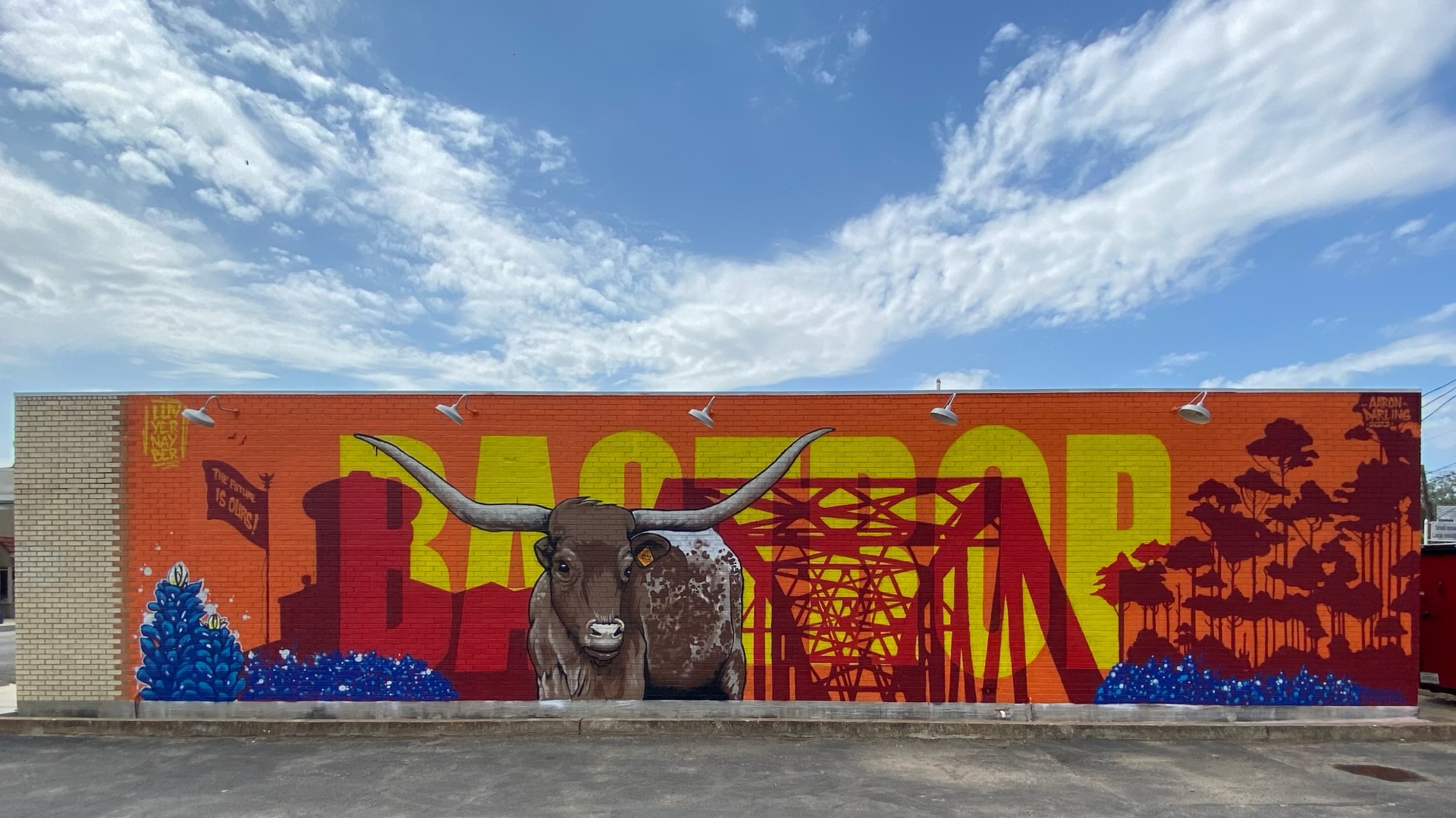 Bastrop longhorn mural